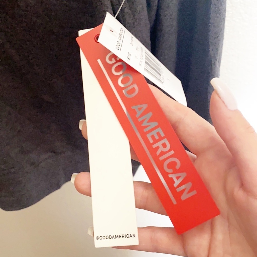 Good American Gray Hooded Hoodie Lightweight Cut-Out Long Sleeve Sweater - Picture 7 of 14